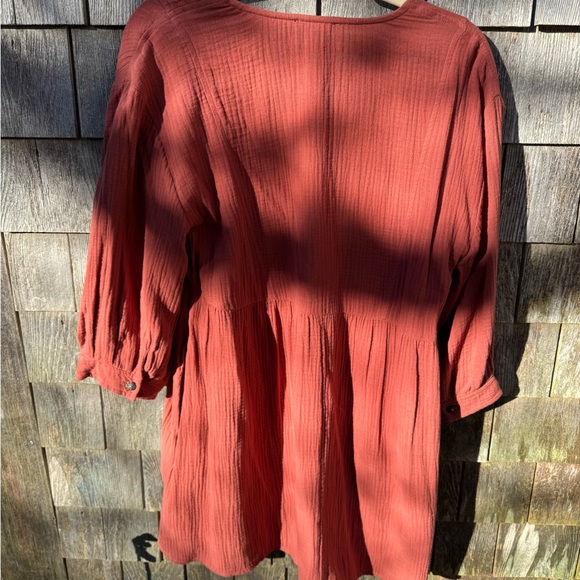 Madewell Terracotta V-Neck Dress - Picture 2 of 3